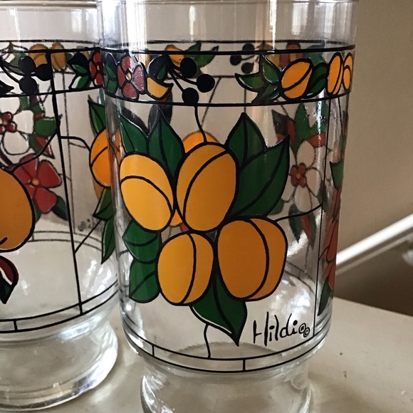 Vintage Anchor Hocking Hildi Fruit & Blossoms Tumbler Glasses (Set of 3) - Picture 2 of 5